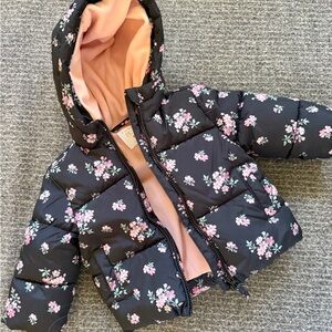 Floral Puffer Jacket with Hood